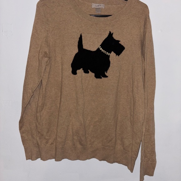 LOFT Sweaters - LOFT Camel Sweater with Black Dog Motif